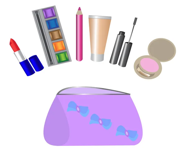 Kosmetyczka i wszystkie makijaż — Wektor stockowy
