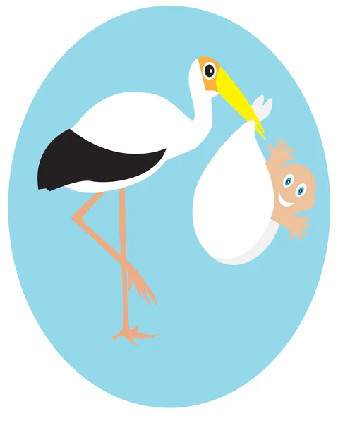 stock vector Stork with baby