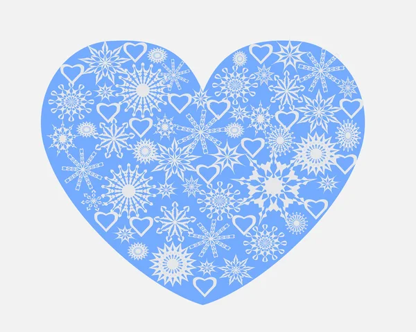 Καρδιά με νιφάδες χιονιού — Διανυσματικό Αρχείο