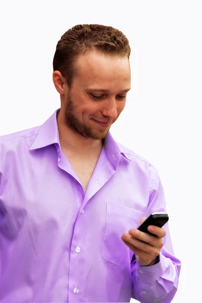 Der Geschäftsmann mit seinem Mobiltelefon — Stockfoto