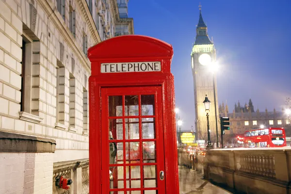 Cabina telefónica de Londres y Big Ben — Foto de Stock