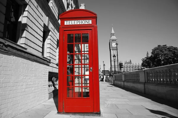 Big Ben y cabina telefónica roja — Foto de Stock