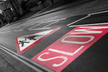 Road sign, slow clipart