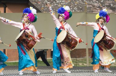 Korean ethnic dance performance clipart