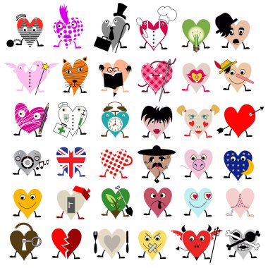 Heart shaped personality portraits clipart