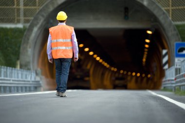 Man in front of tunnel clipart