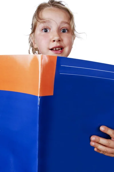 Schoolgirl with book in hand — Stock Photo, Image