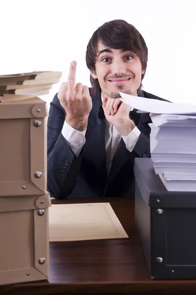 Empresario estresado en su oficina — Foto de Stock