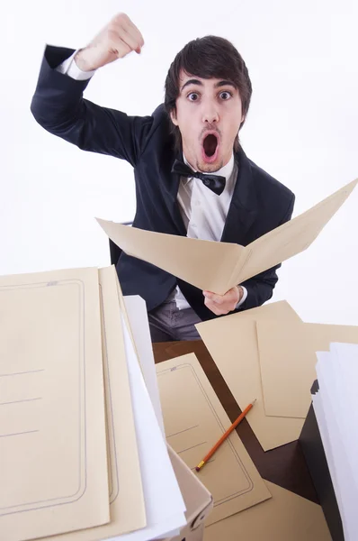 Geschäftsmann in seinem Büro gestresst — Stockfoto