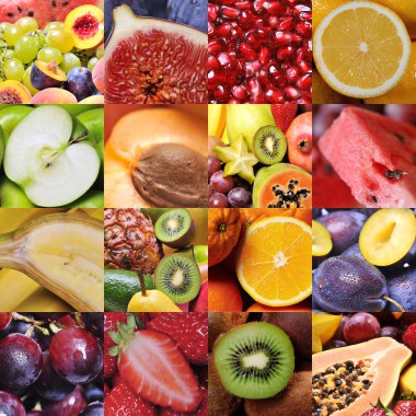 Colorful healthy fruit collage clipart