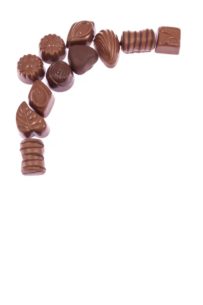 Milk chocolate confectionery isolated on white background — Stock Photo, Image