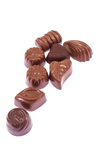 Milk chocolate candies isolated on white background — Stock Photo, Image