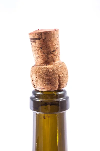Cork on champagne bottle on white — Stock Photo, Image