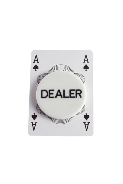 Dealer with ace of spades over white — Stock Photo, Image