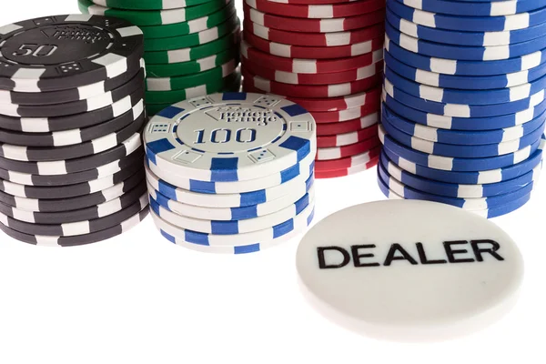 Casino and dealer chips — Stock Photo, Image