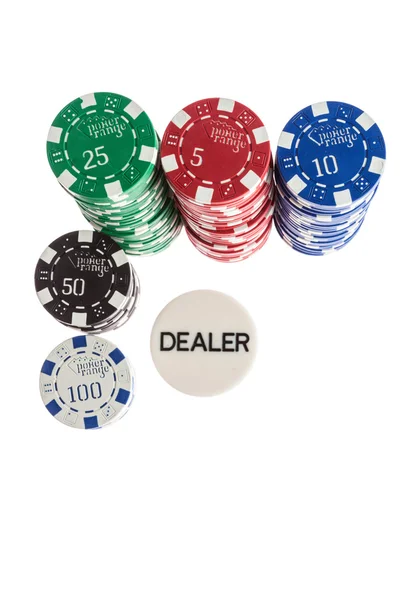 Kasino čipy a dealer — Stock fotografie