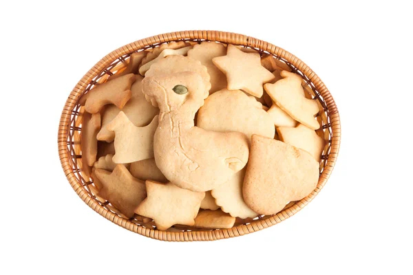 Basket of homemade biscuit cookies — Stock Photo, Image
