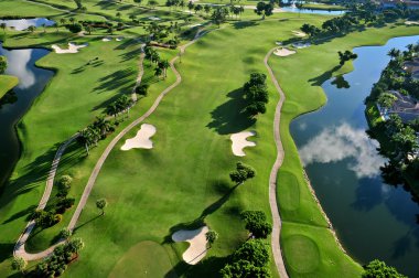 Картина, постер, плакат, фотообои "вид с воздуха на красивое поле для гольфа во флориде
", артикул 9644161