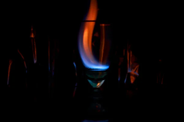 Goblet with blaze on black background — Stock Photo, Image