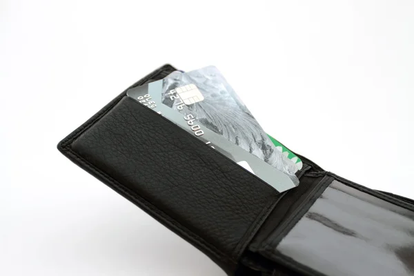 Karty plastikowe i portfel — Zdjęcie stockowe