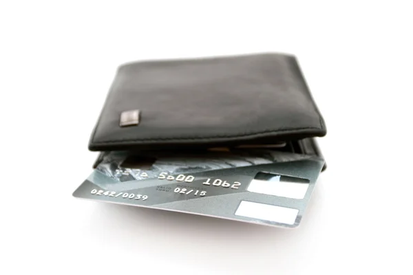 Portfel i banku karty plastikowe — Zdjęcie stockowe