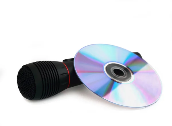 Microfone preto e CD — Fotografia de Stock