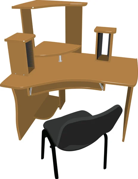 椅子とお使いのコンピューターのテーブル — ストックベクタ