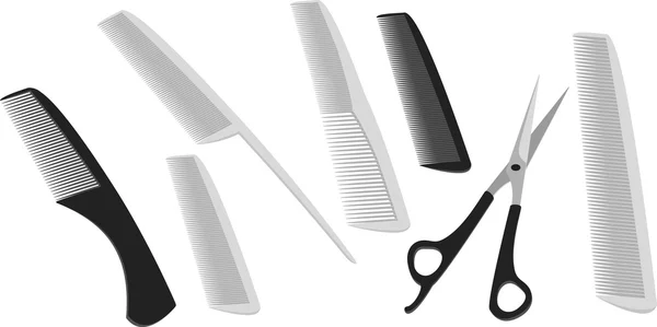 Hairdressing scissors and a many comb Stock Illustration