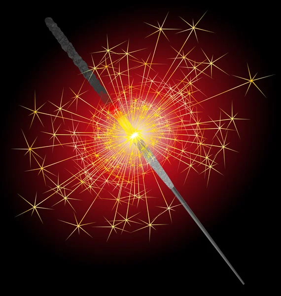 Sparkler on a red-black background Royalty Free Stock Vectors