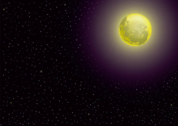 Luna e notte stellata — Vettoriale Stock