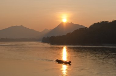 Sunset on the Mekong River clipart