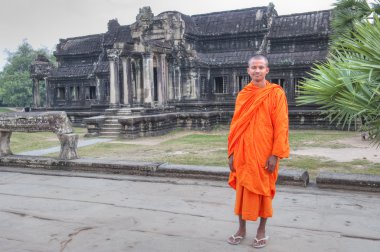 Buddhist Monk at Angkor Wat clipart