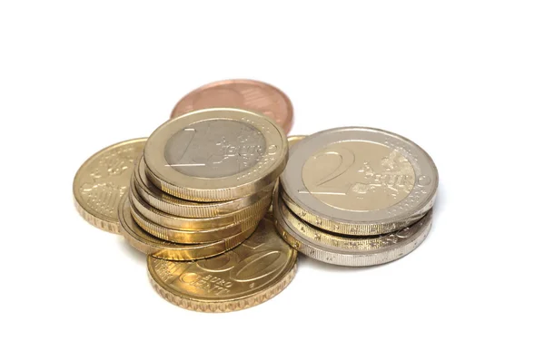 孤立的欧元硬币 — 图库照片