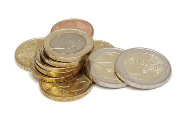 beyaz izole euro coins