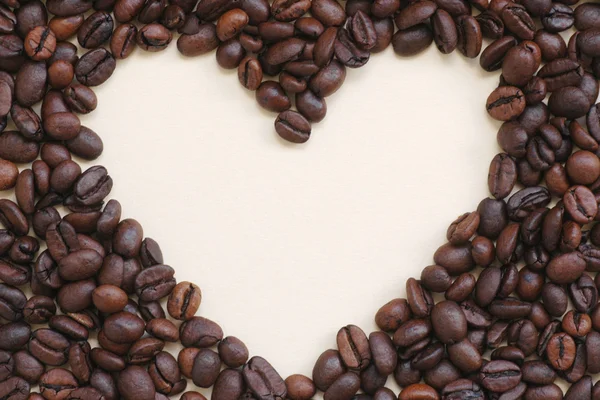 咖啡豆帧 (心) — 图库照片