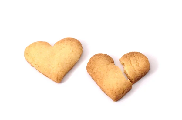 Two heart-shaped biscuits — Stock Photo, Image