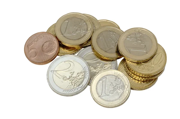 stock image Euro coins isolated on white