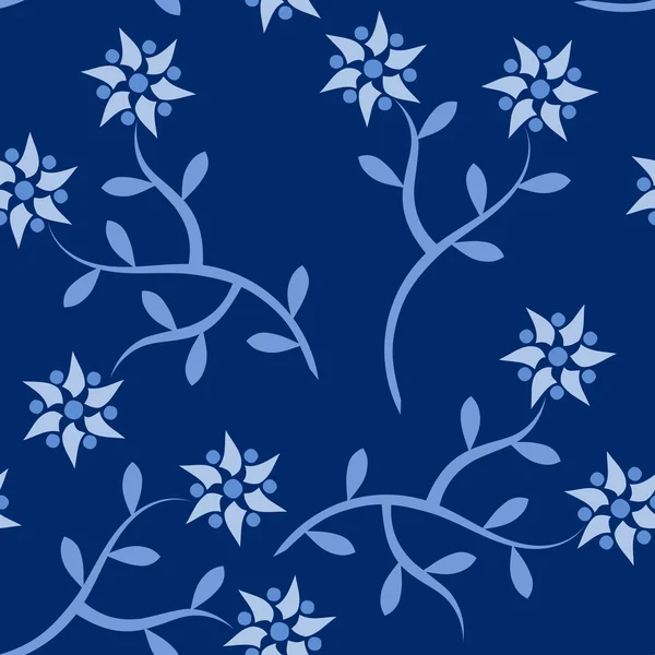 Blue flower seamless pattern — Stock Vector