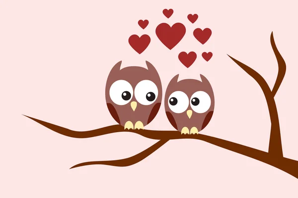 stock vector Owls couple in love