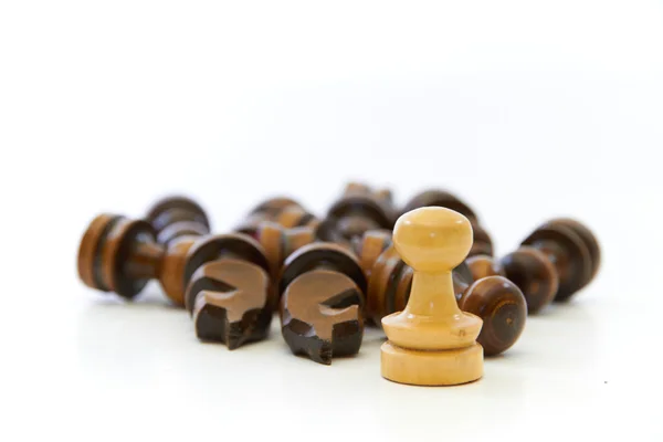 Chess Pieces Pawn Won Dark Pieces — Stock Photo, Image