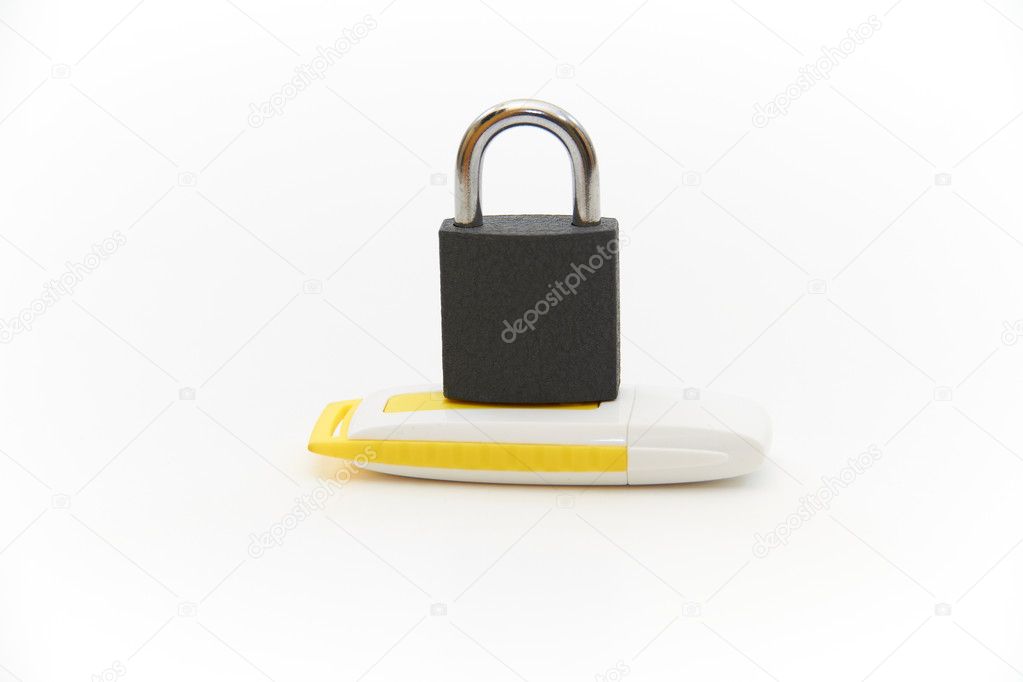Yellow USB Drive With Lock