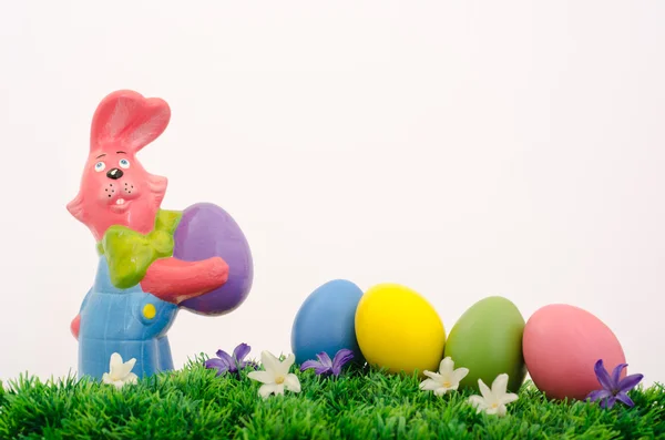 Easter bunny and eggs — Stock Photo, Image