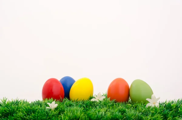 stock image Easter eggs on grass.