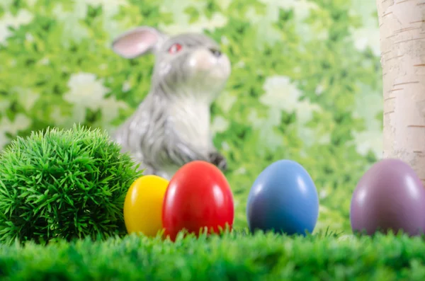 Easter eggs in forest — Stock Photo, Image