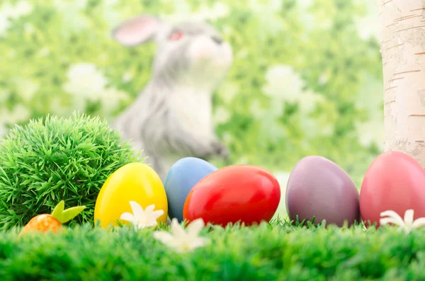 Easter eggs on a meadow. — Stock Photo, Image