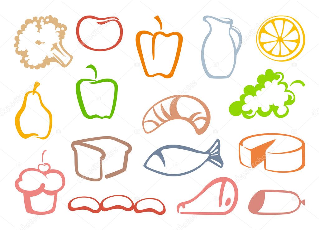 Контуры Овощей И Фруктов