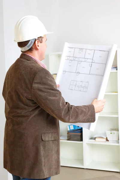 Architect working with plan — Stock Photo, Image