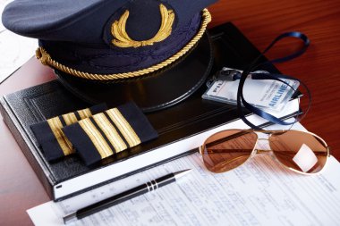 Professional airline pilot equipment clipart