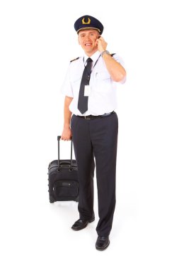 Airline pilot with trolley clipart