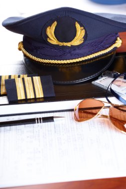 Professional airline pilot equipment clipart